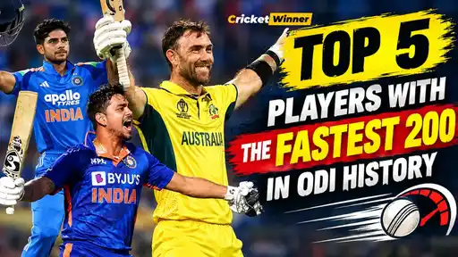 Shubman Gill raising his bat after a double century, featured in the top 5 fastest 200s in ODI history