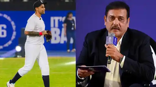 Suryakumar Yadav recreates Ravi Shastri’s viral moment at the MLBx Mumbai event while discussing India’s final wins as captain.