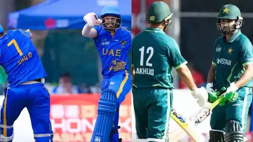 UAE players celebrate after beating defending champions Pakistan in the Hong Kong Sixes