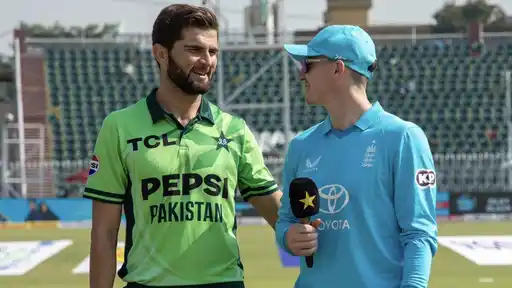 Pakistan and England players in ODI kit ahead of the 2026 tri-series, with broadcast and live streaming information