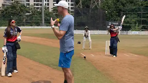 Ananya Birla plays cricket in RCB jersey