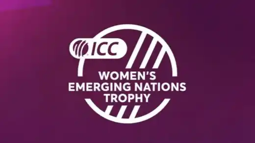 ICC Women’s Emerging Nations Trophy 2026 graphic showing the 10 teams, two groups and schedule for the tournament in Ajman