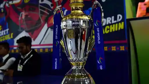 International League T20 trophy with DP World ribbons displayed as the ILT20 2026 full schedule, fixtures, dates and venues are revealed