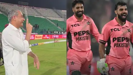 Mohsin Naqvi congratulates Shadab Khan and Haris Rauf after Pakistan’s 1-wicket win over England in the PAK vs ENG Tri-Series 2026