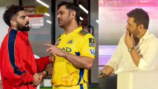 CSK's MS Dhoni with RCB's VIrat Kohli