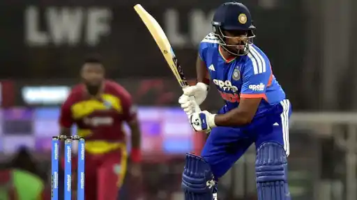 Sanju Samson smashing a 21-ball fifty against West Indies in IND vs WI 2nd T20I 2026 as Twitter and fans react wildly