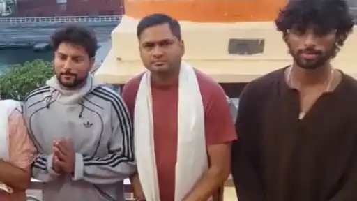 Tilak Varma and Kuldeep Yadav visiting Mahakal Bhasma Aarti