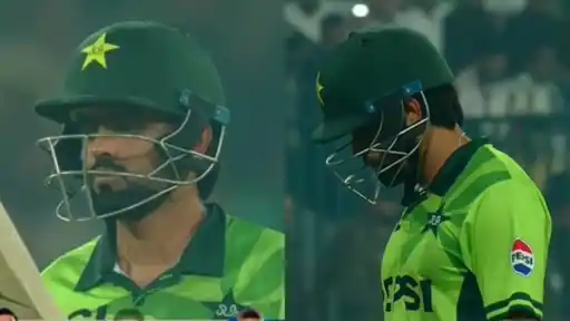 Babar Azam in Pakistan colours after being dismissed for a duck during the tri-series 2026 final against Sri Lanka.